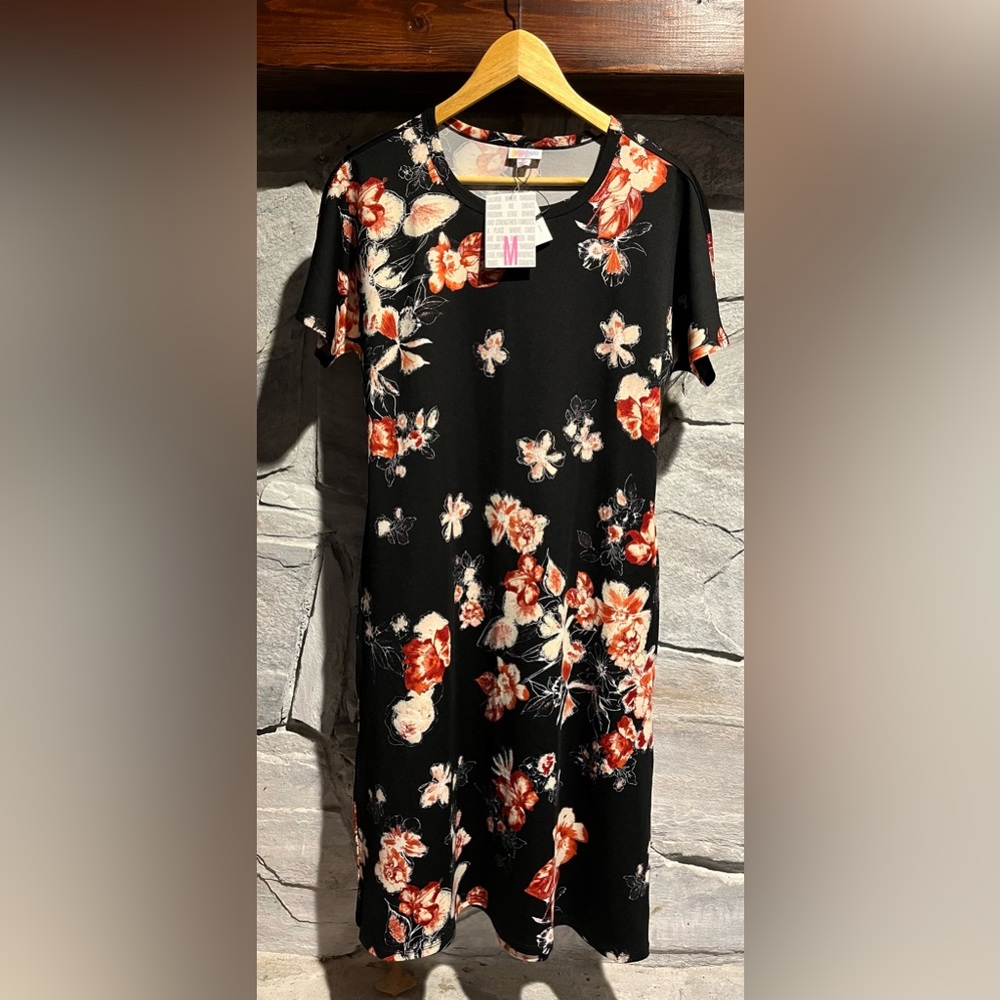 Floral Black Dress, LuLaRoe Amelia style, medium